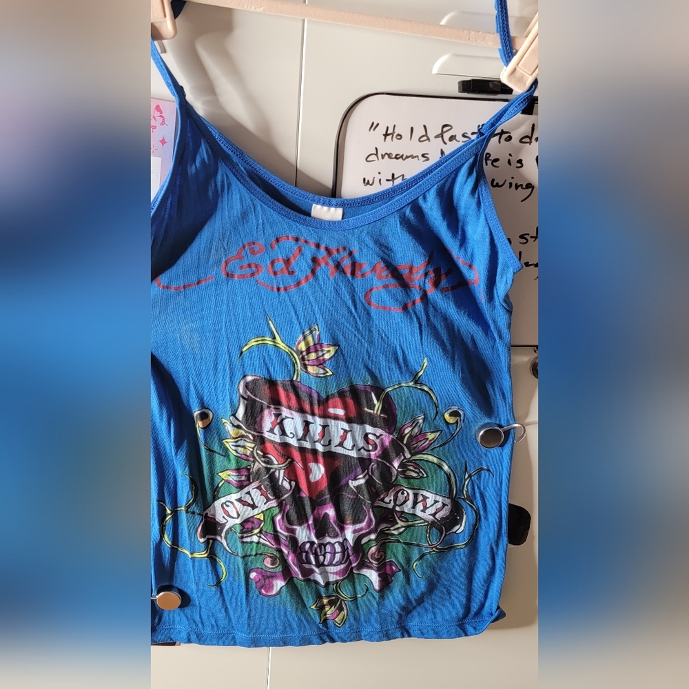 NWOT Vintage Ed Hardy Blue Tank Top(L)